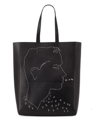 Calvin Klein x Andy Warhol Black Leather Tote Bag 205W39NYC RTW $1450 Shoulder